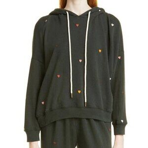 THE GREAT Women's The Teammate Long Sleeve Hoodie w/ Embroidered Hearts - Size 1